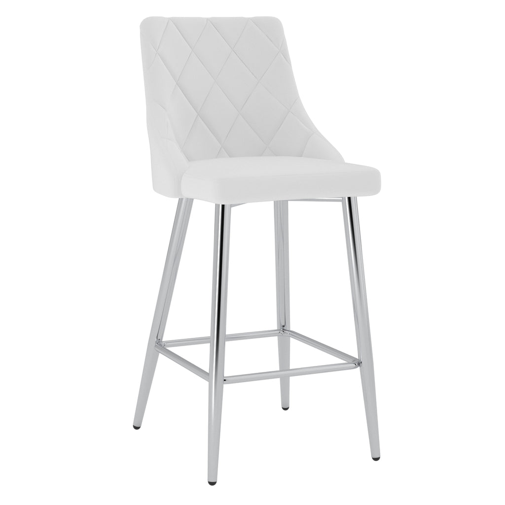 Devo 26″ Counter Stool (White and Chrome) (Set of 2)
