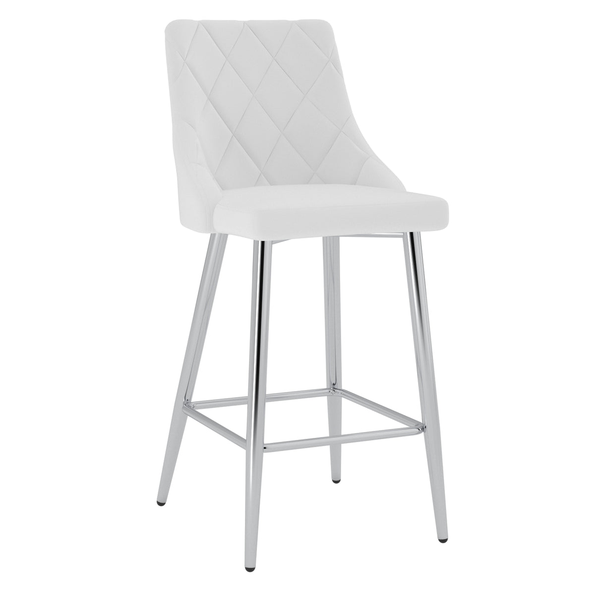 Devo 26″ Counter Stool (White and Chrome) (Set of 2)