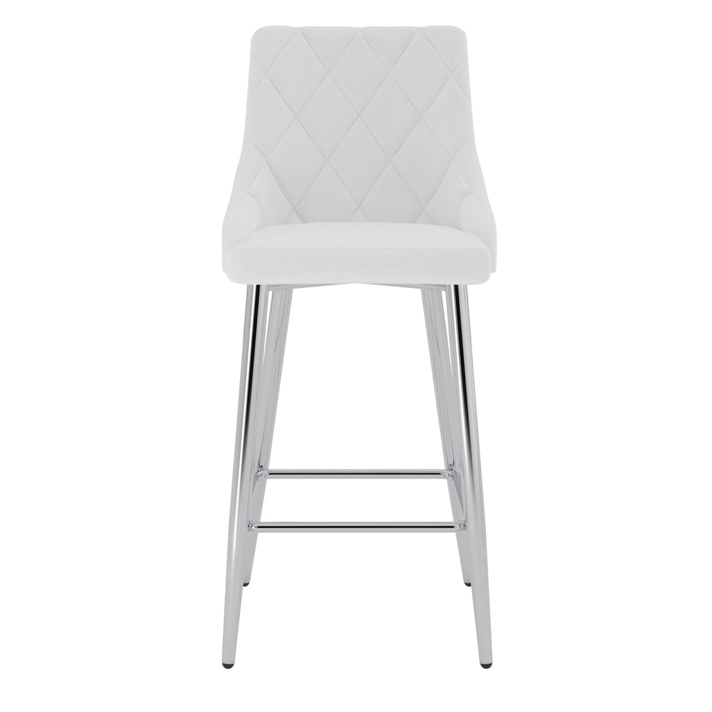 Devo 26″ Counter Stool (White and Chrome) (Set of 2)