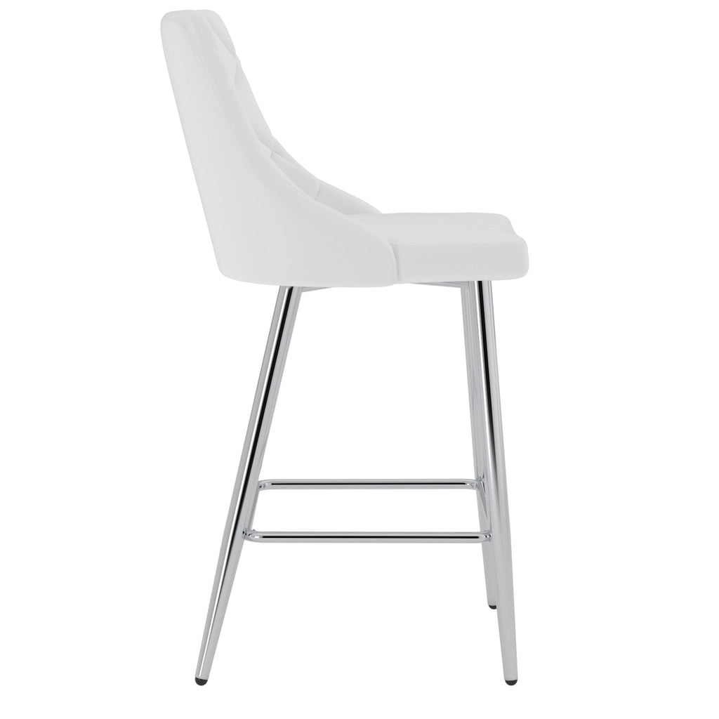 Devo 26″ Counter Stool (White and Chrome) (Set of 2)