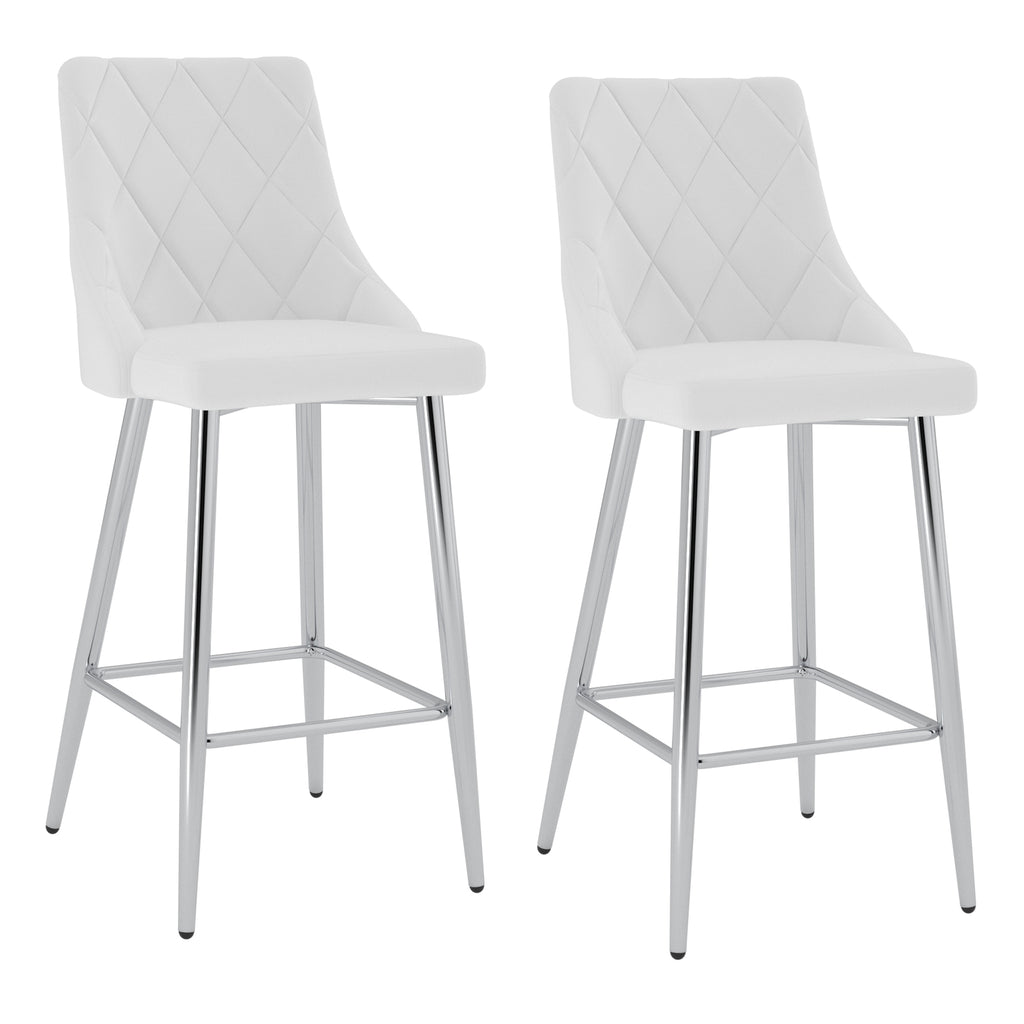 Devo 26″ Counter Stool (White and Chrome) (Set of 2)
