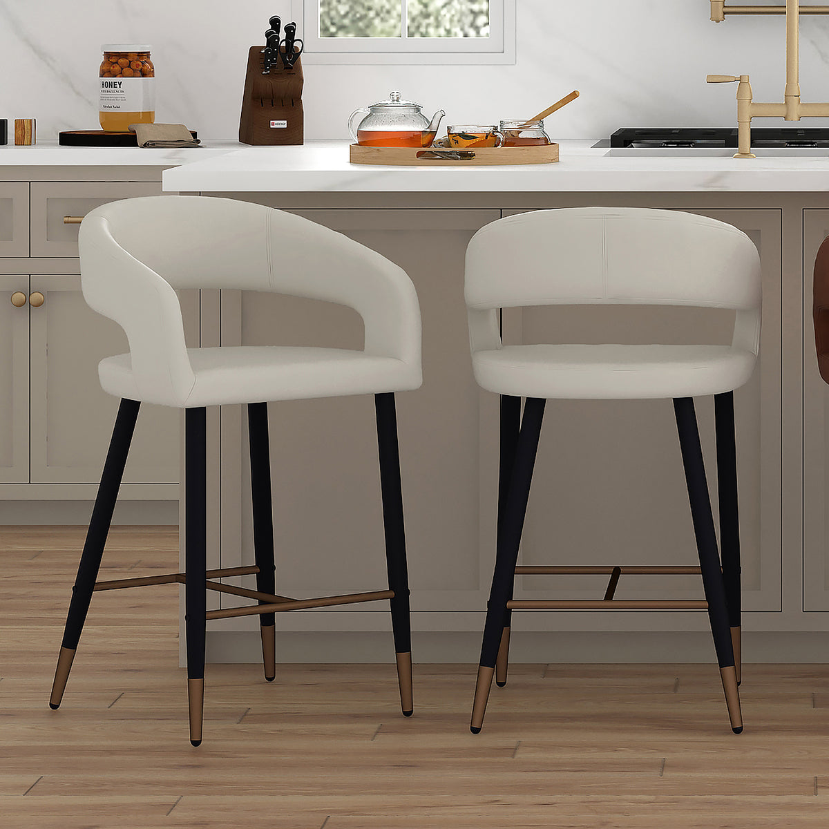 Crimson 26″ Counter Stool (Beige and Black) (Set of 2)