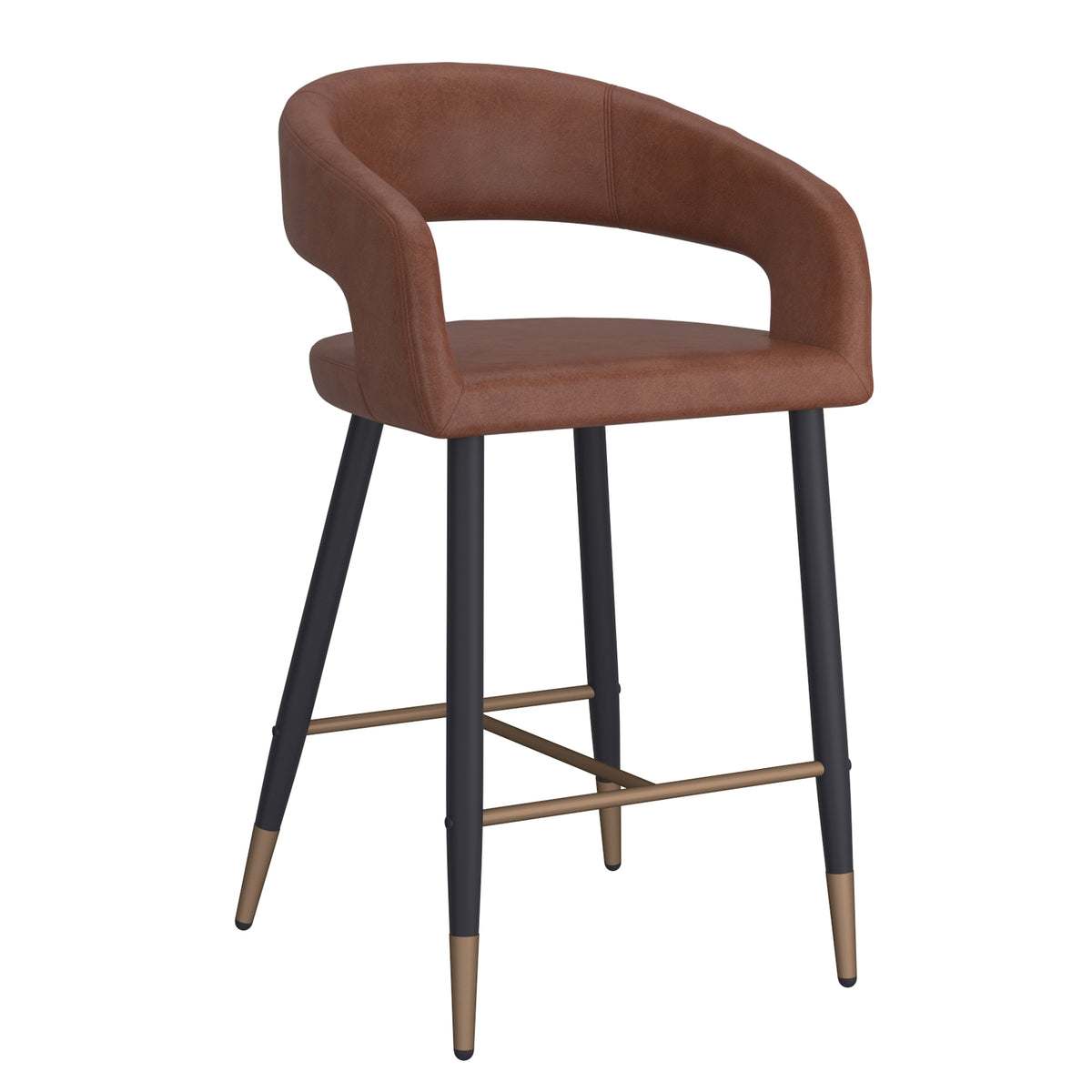 Crimson 26″ Counter Stool (Saddle and Black) (Set of 2)