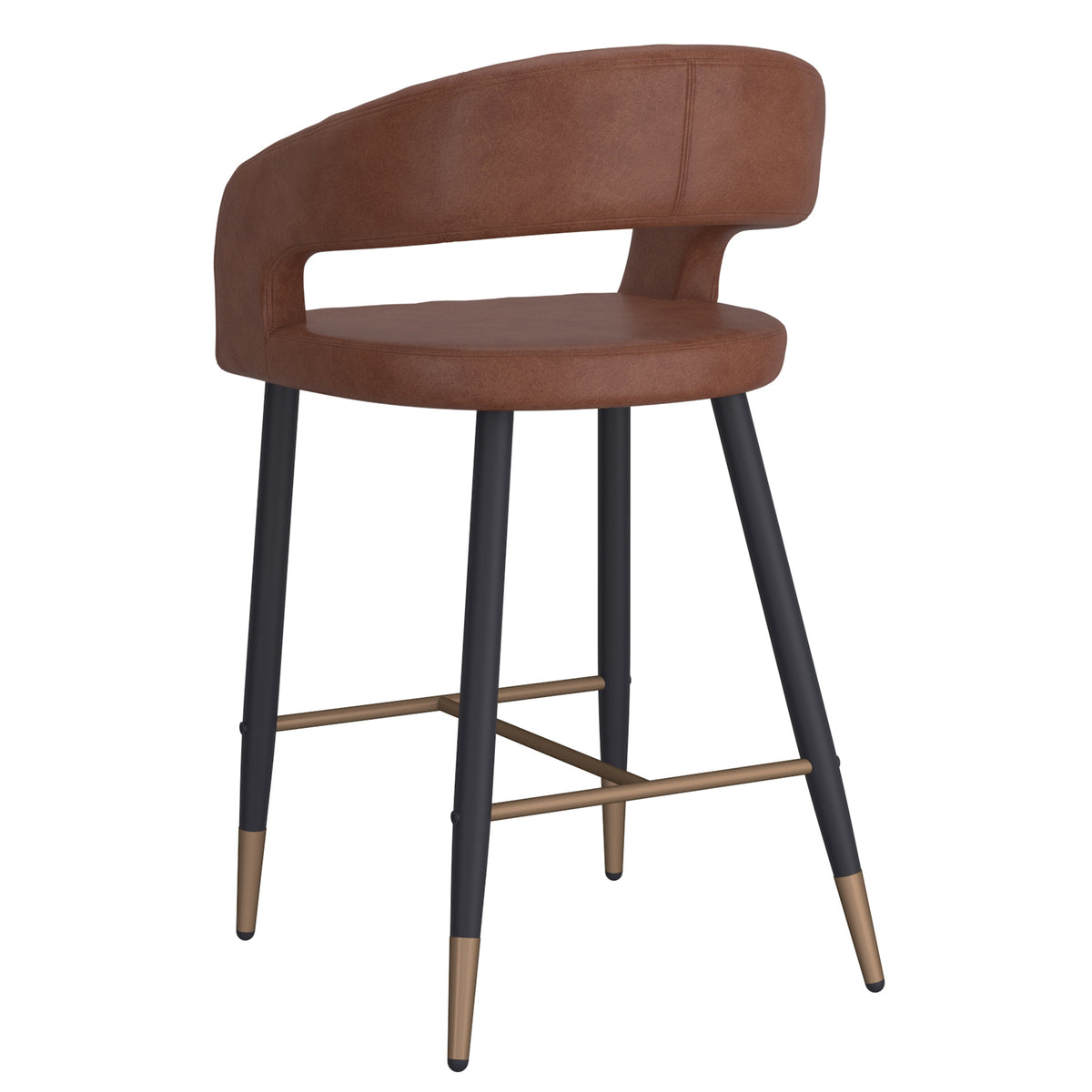Crimson 26″ Counter Stool (Saddle and Black) (Set of 2)