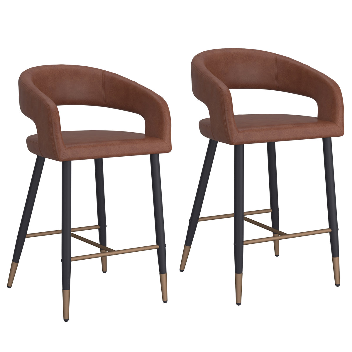 Crimson 26″ Counter Stool (Saddle and Black) (Set of 2)
