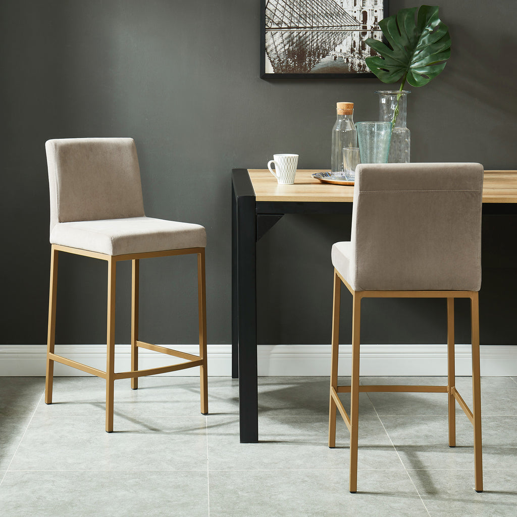 Diego 26″ Counter Stool (Beige and Aged Gold) (Set of 2)