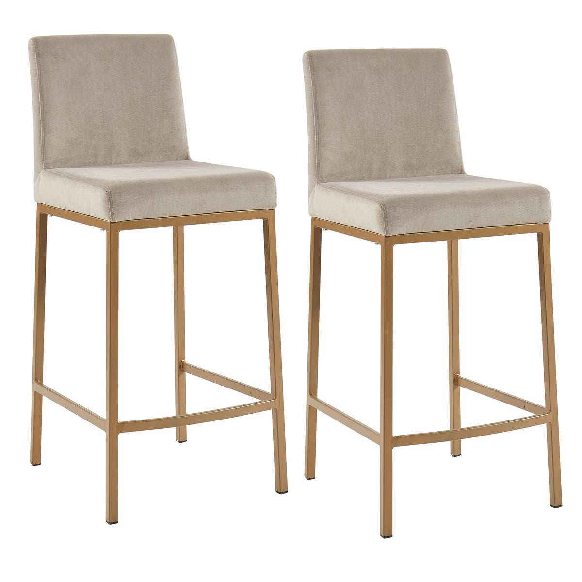 Diego 26″ Counter Stool (Beige and Aged Gold) (Set of 2)