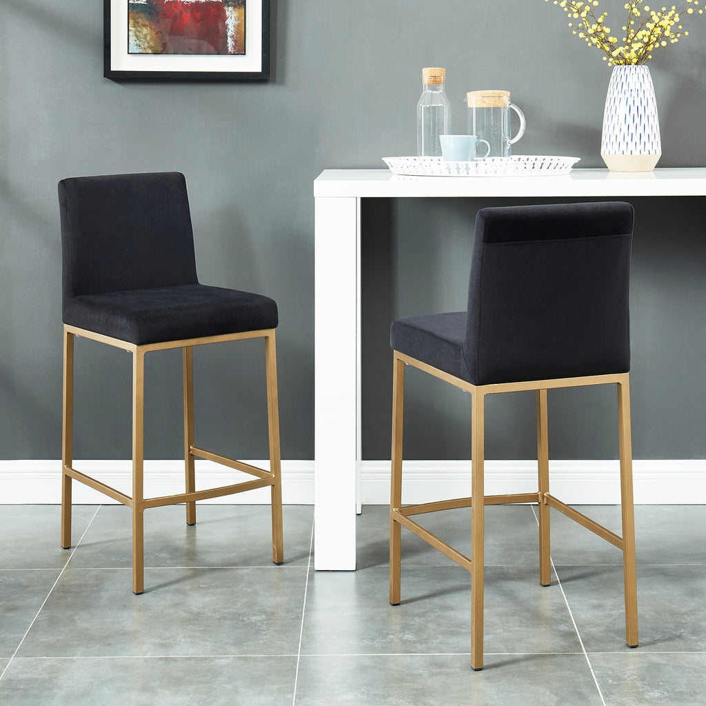 Diego 26″ Counter Stool (Black and Aged Gold) (Set of 2)