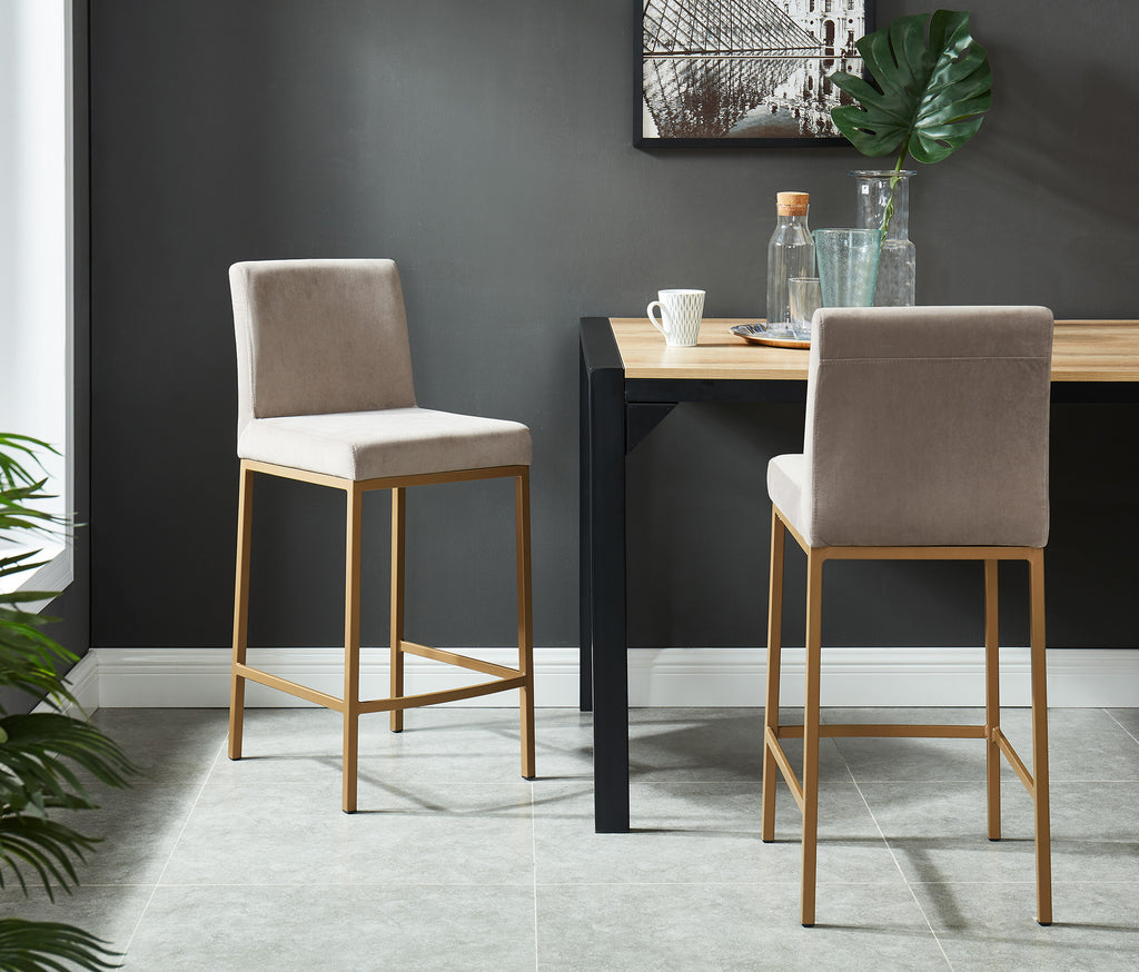 Diego 26″ Counter Stool (Grey and Aged Gold) (Set of 2)