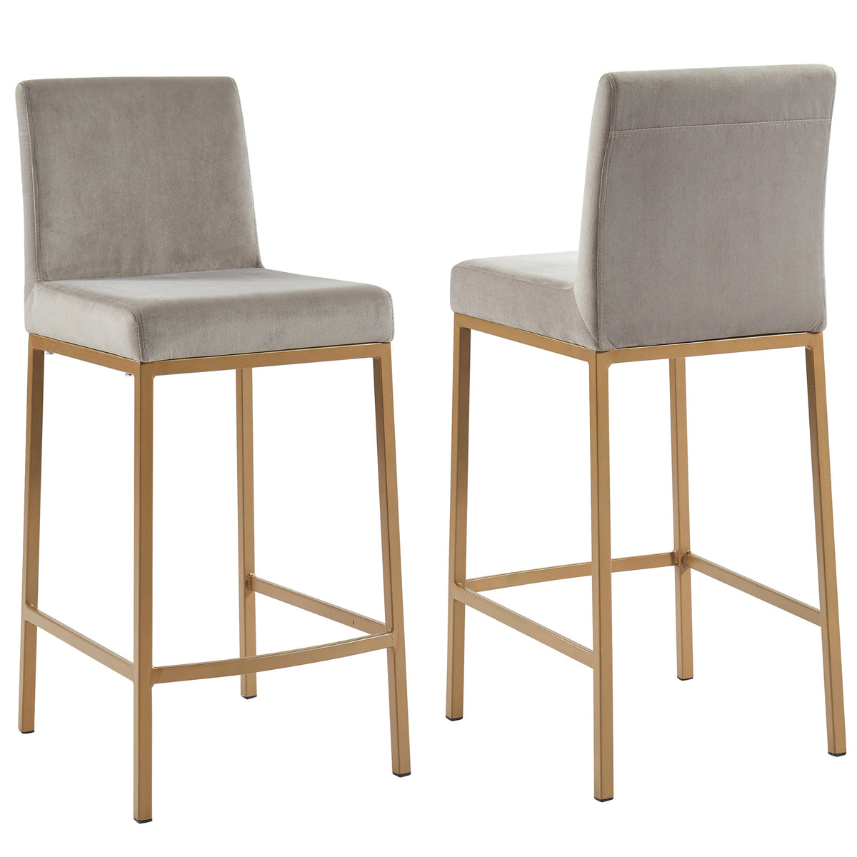 Diego 26″ Counter Stool (Grey and Aged Gold) (Set of 2)