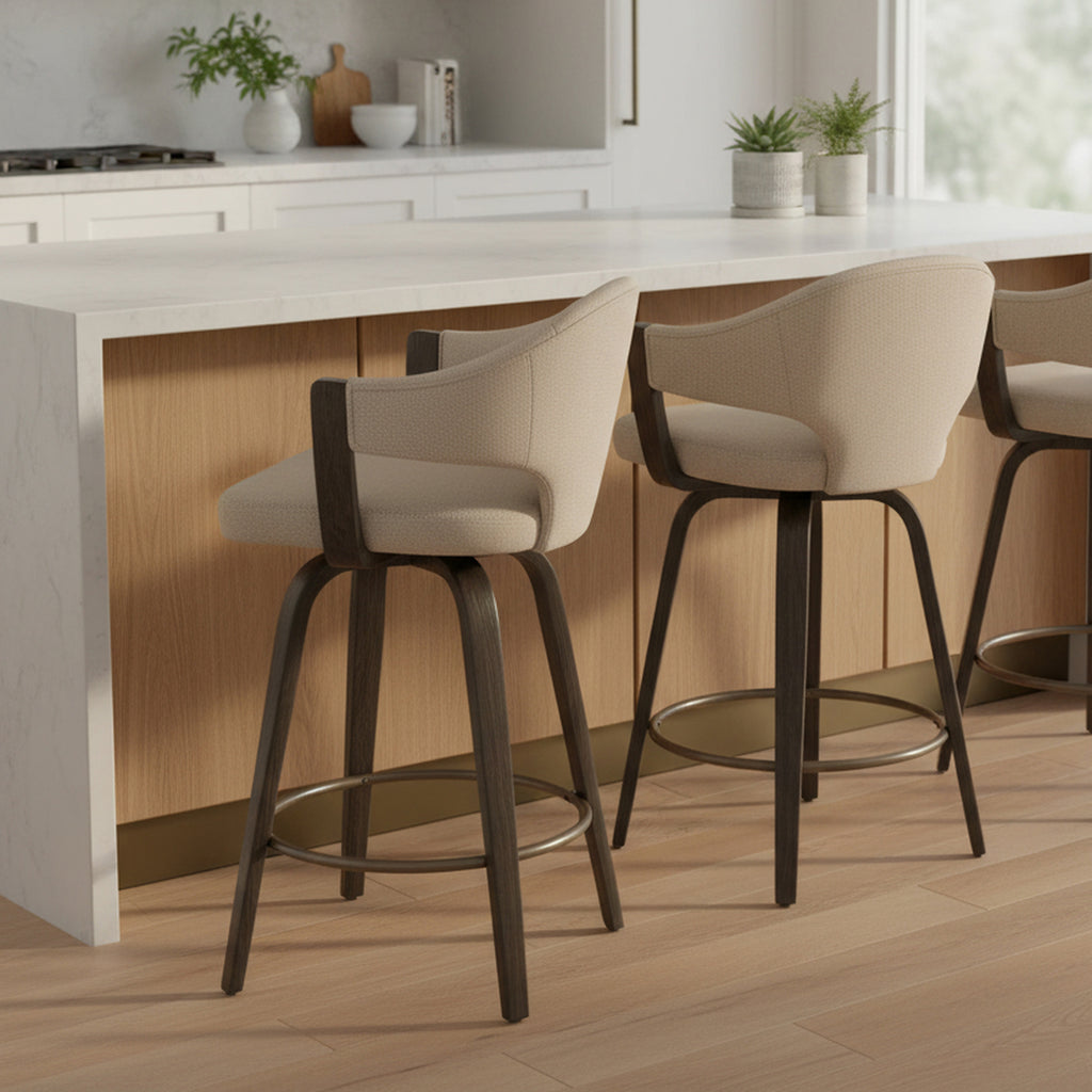 Freya 26″ Counter Stool with Swivel (Toffee and Walnut) (Set of 2)