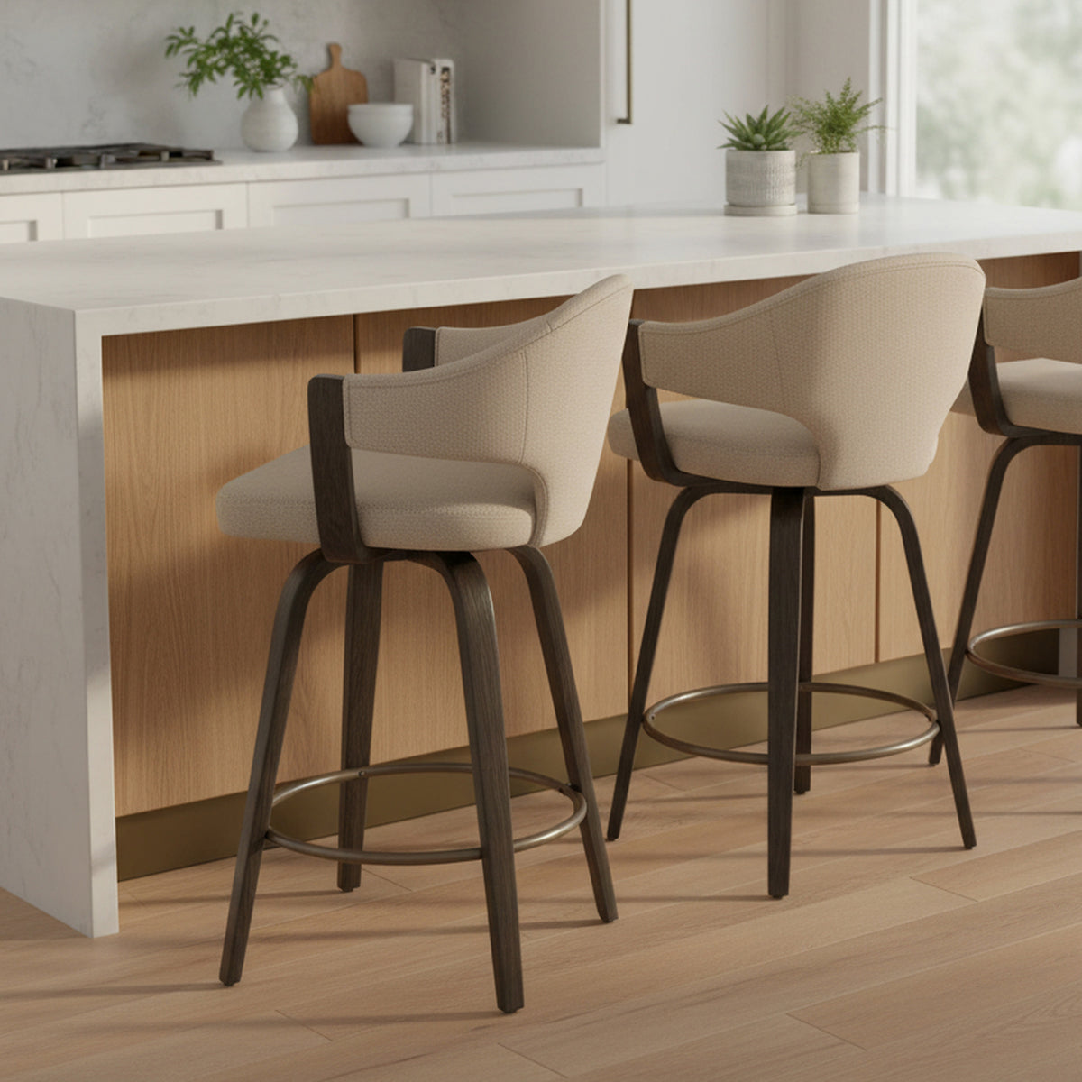 Freya 26″ Counter Stool with Swivel (Toffee and Walnut) (Set of 2)