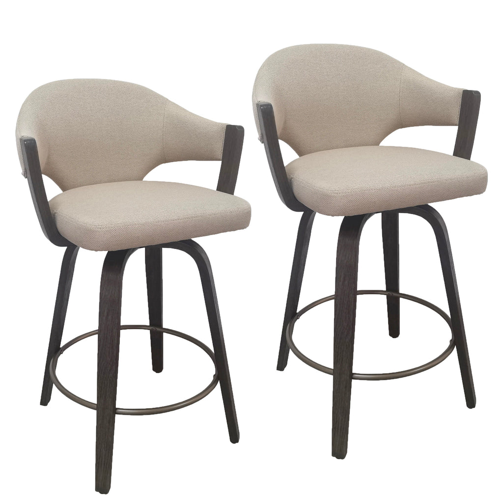 Freya 26″ Counter Stool with Swivel (Toffee and Walnut) (Set of 2)