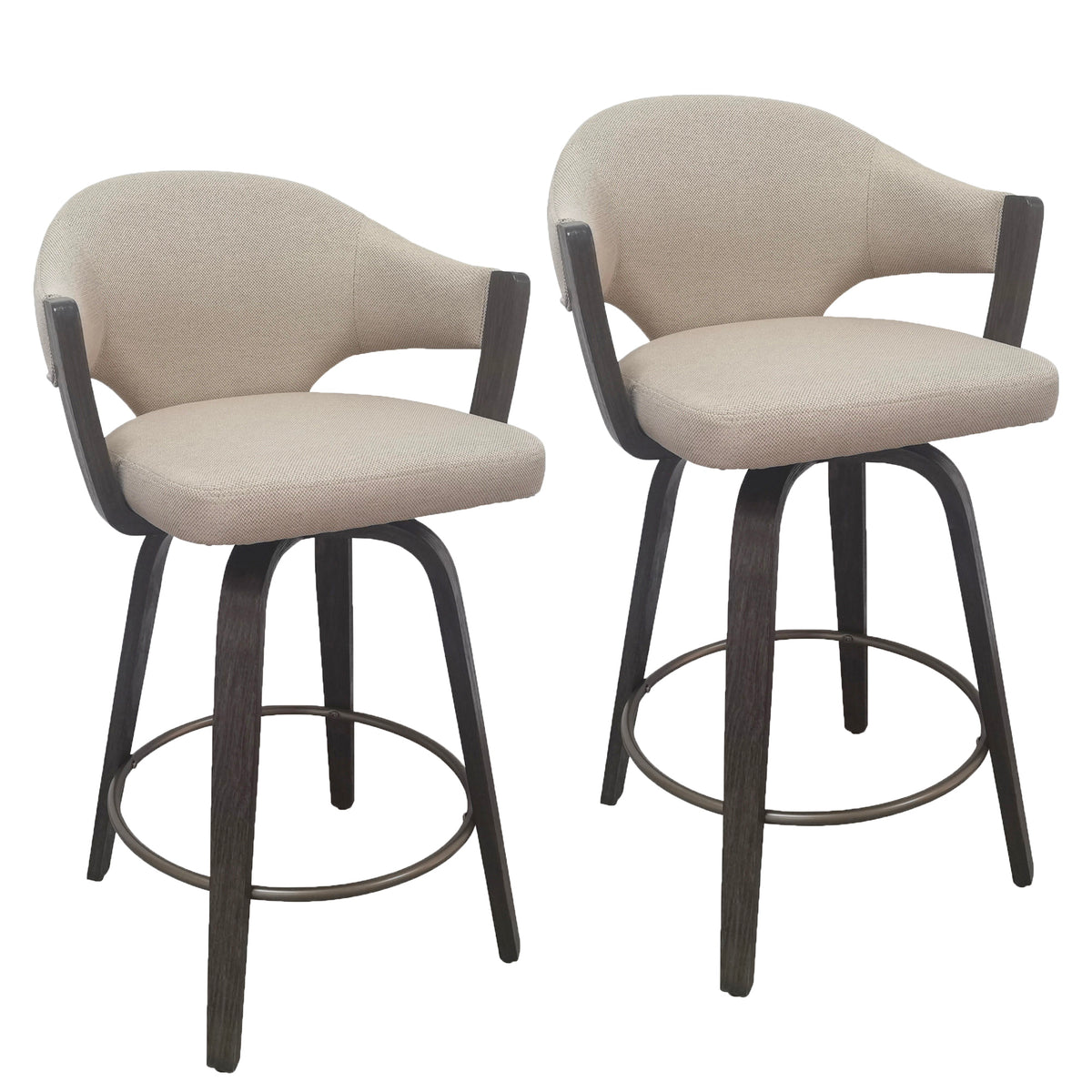 Freya 26″ Counter Stool with Swivel (Toffee and Walnut) (Set of 2)
