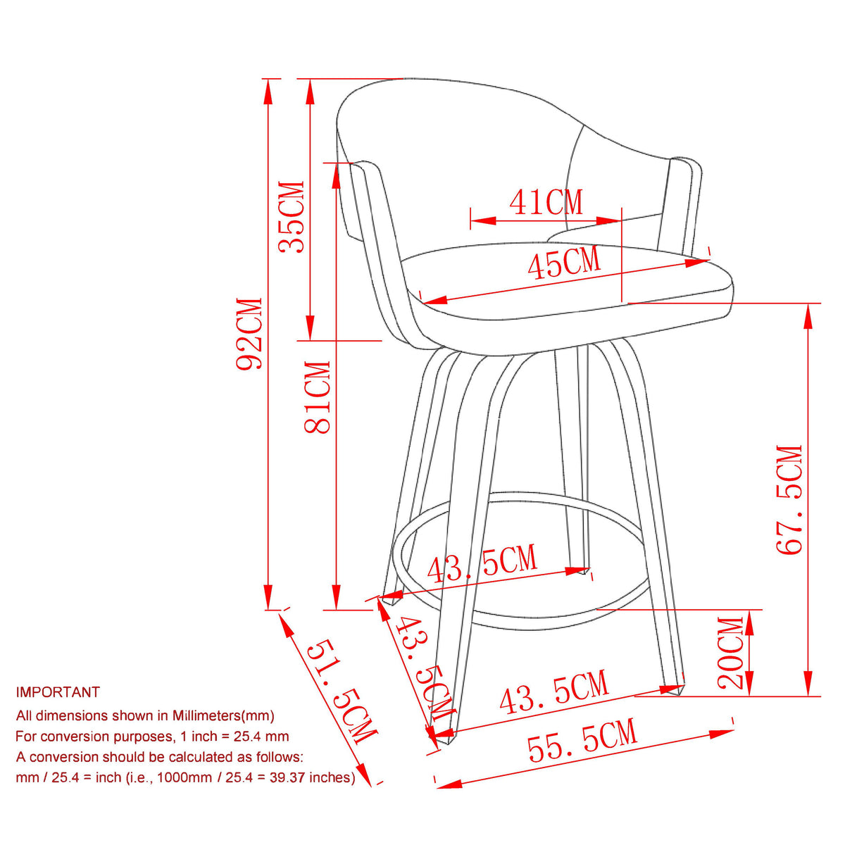 Freya 26″ Counter Stool with Swivel (Toffee and Walnut) (Set of 2)