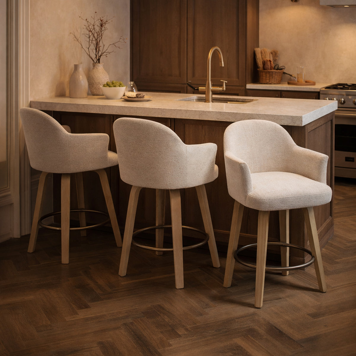 Torra 26″ Counter Stool with Swivel (Oat and Washed Oak) (Set of 2)