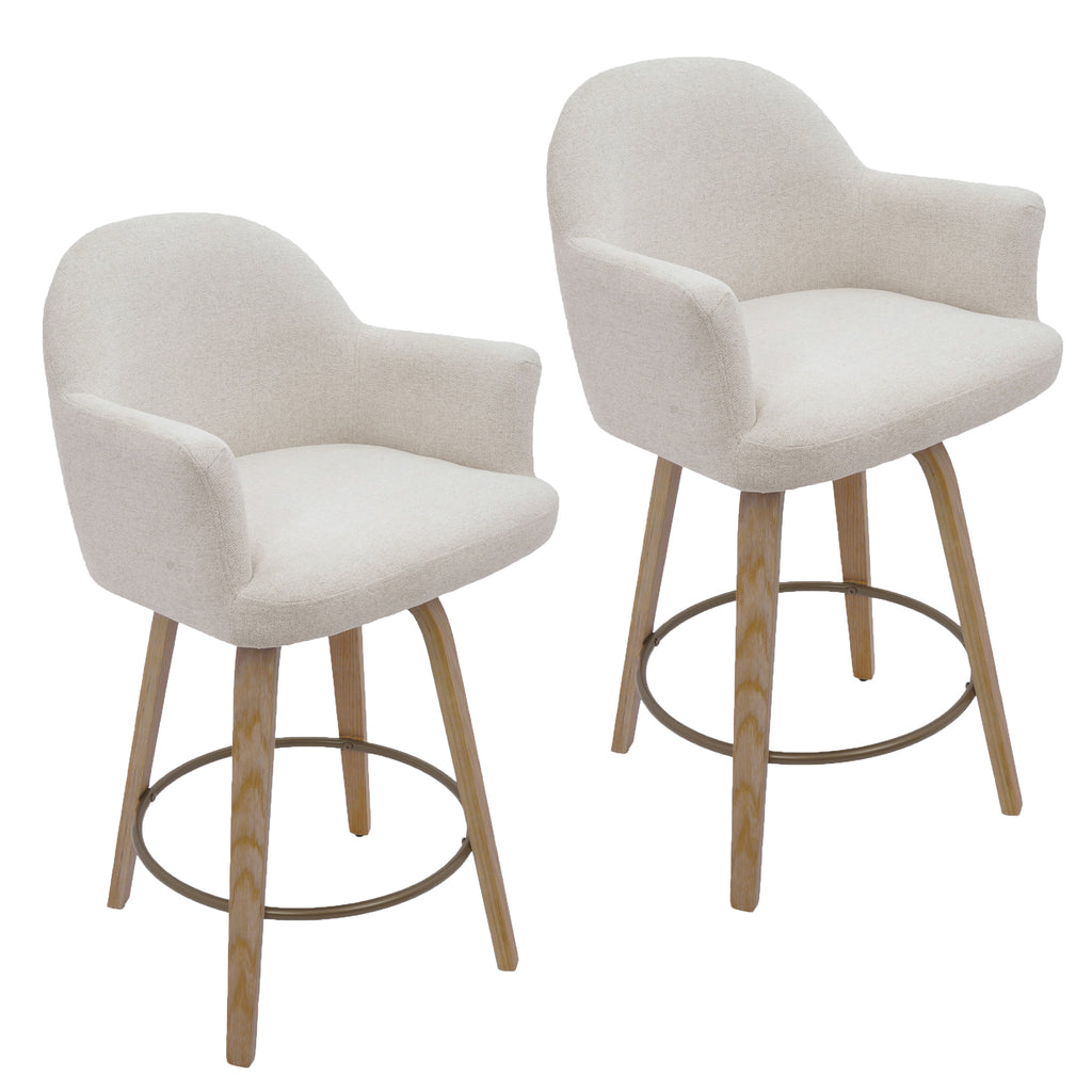Torra 26″ Counter Stool with Swivel (Oat and Washed Oak) (Set of 2)