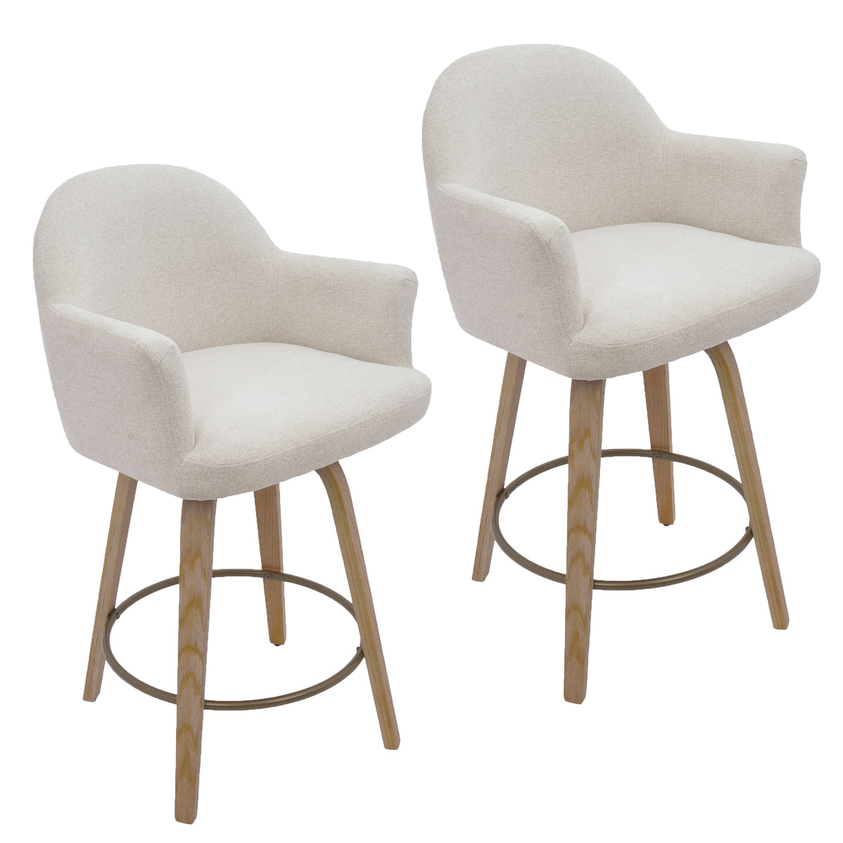Torra 26″ Counter Stool with Swivel (Oat and Washed Oak) (Set of 2)