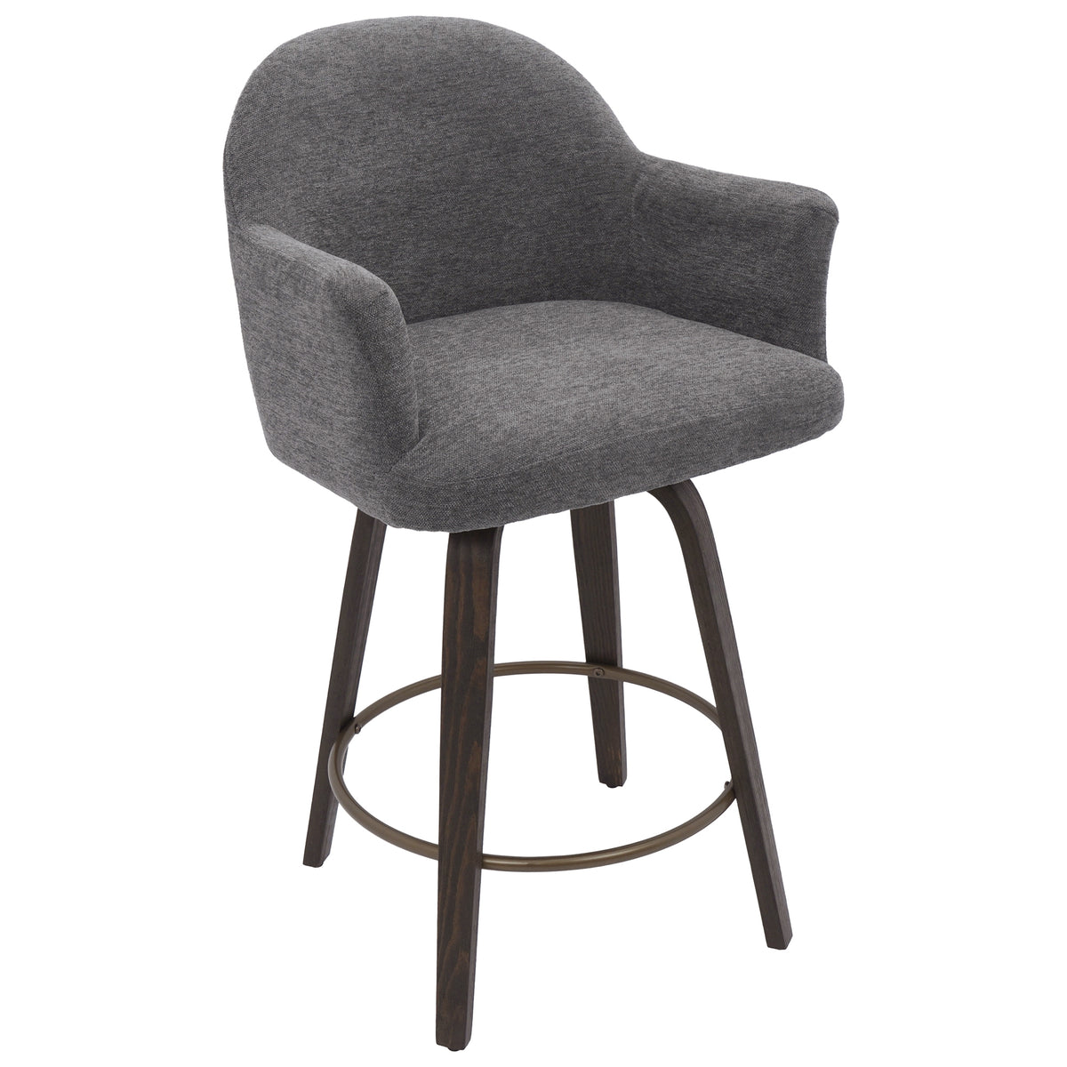 Torra 26″ Counter Stool with Swivel (Warm Charcoal and Dark Walnut) (Set of 2)