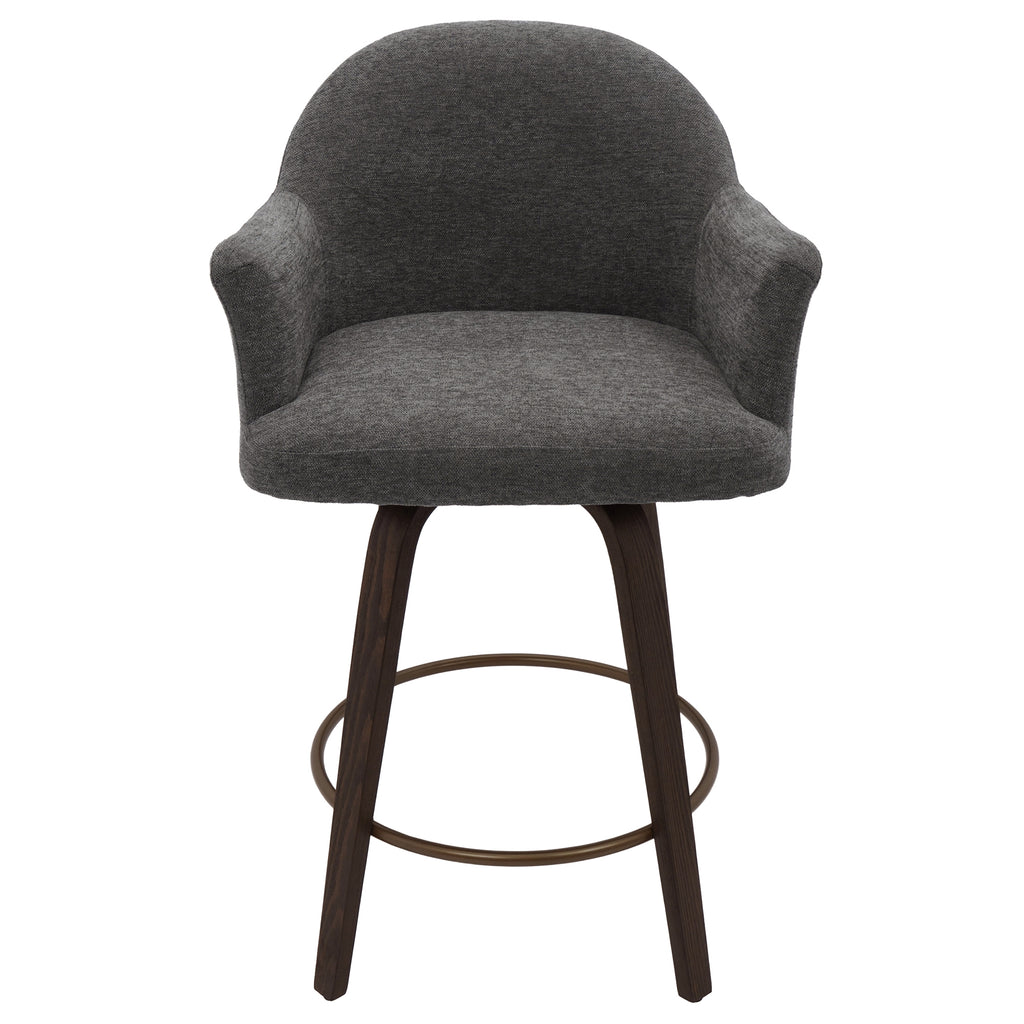 Torra 26″ Counter Stool with Swivel (Warm Charcoal and Dark Walnut) (Set of 2)