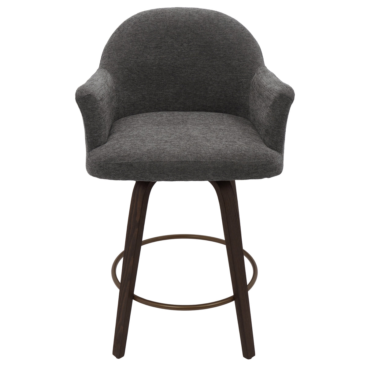 Torra 26″ Counter Stool with Swivel (Warm Charcoal and Dark Walnut) (Set of 2)