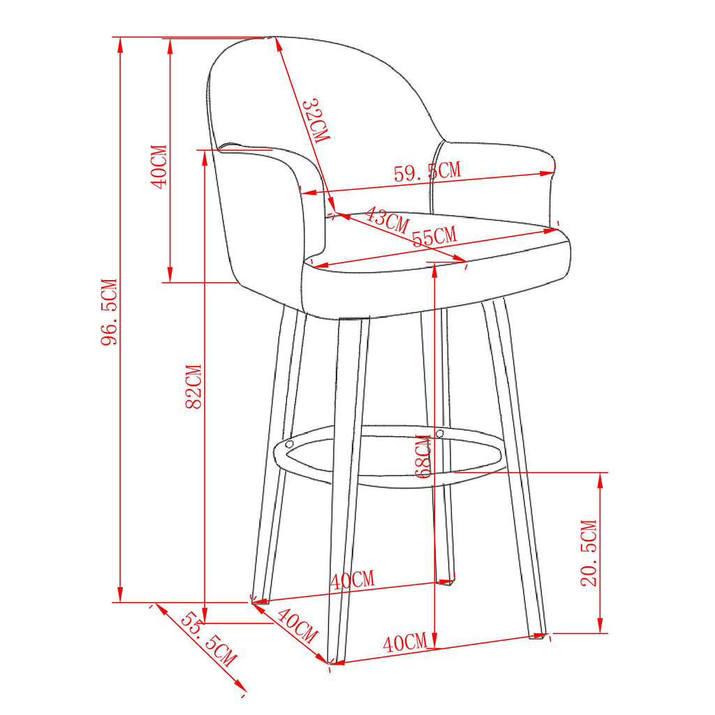 Torra 26″ Counter Stool with Swivel (Warm Charcoal and Dark Walnut) (Set of 2)