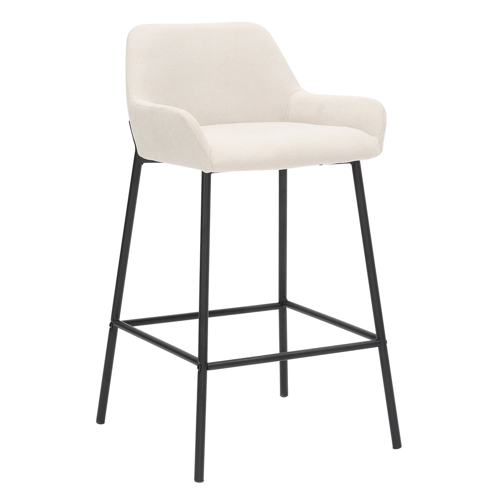 Baily 26″ Counter Stool (Beige Fabric and Black) (Set of 2)