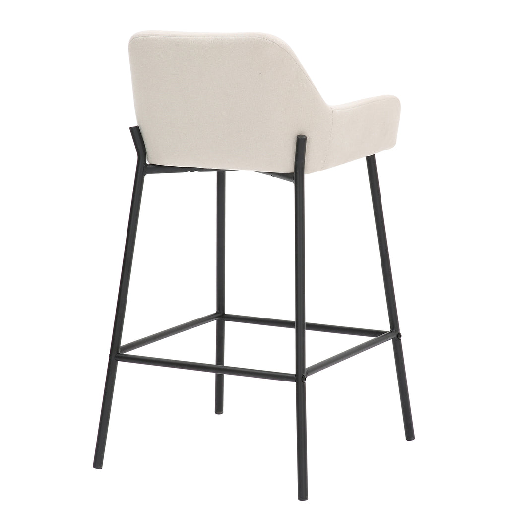 Baily 26″ Counter Stool (Beige Fabric and Black) (Set of 2)