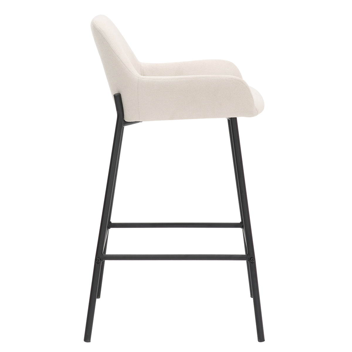 Baily 26″ Counter Stool (Beige Fabric and Black) (Set of 2)