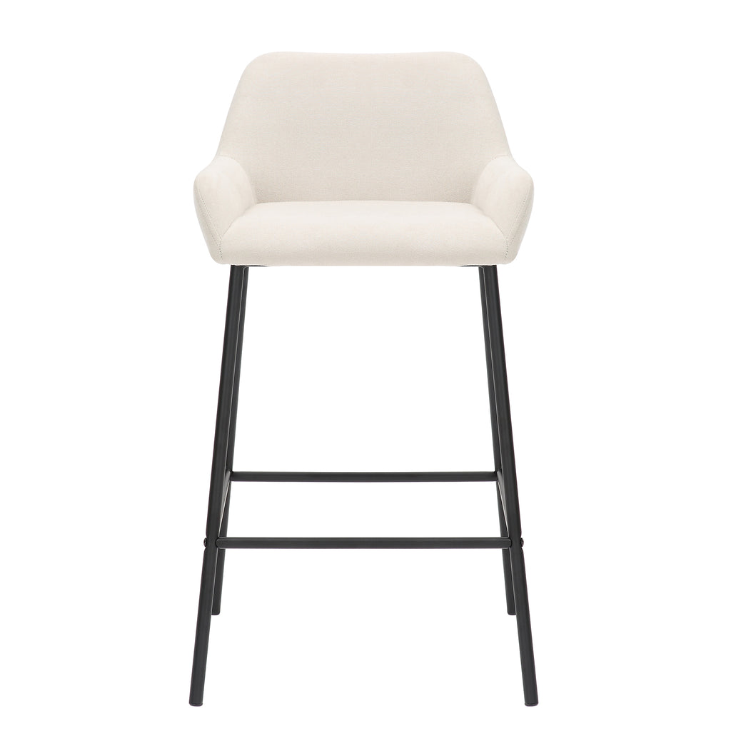 Baily 26″ Counter Stool (Beige Fabric and Black) (Set of 2)