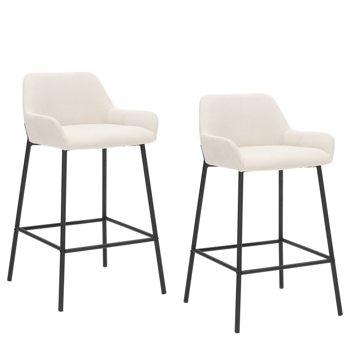 Baily 26″ Counter Stool (Beige Fabric and Black) (Set of 2)
