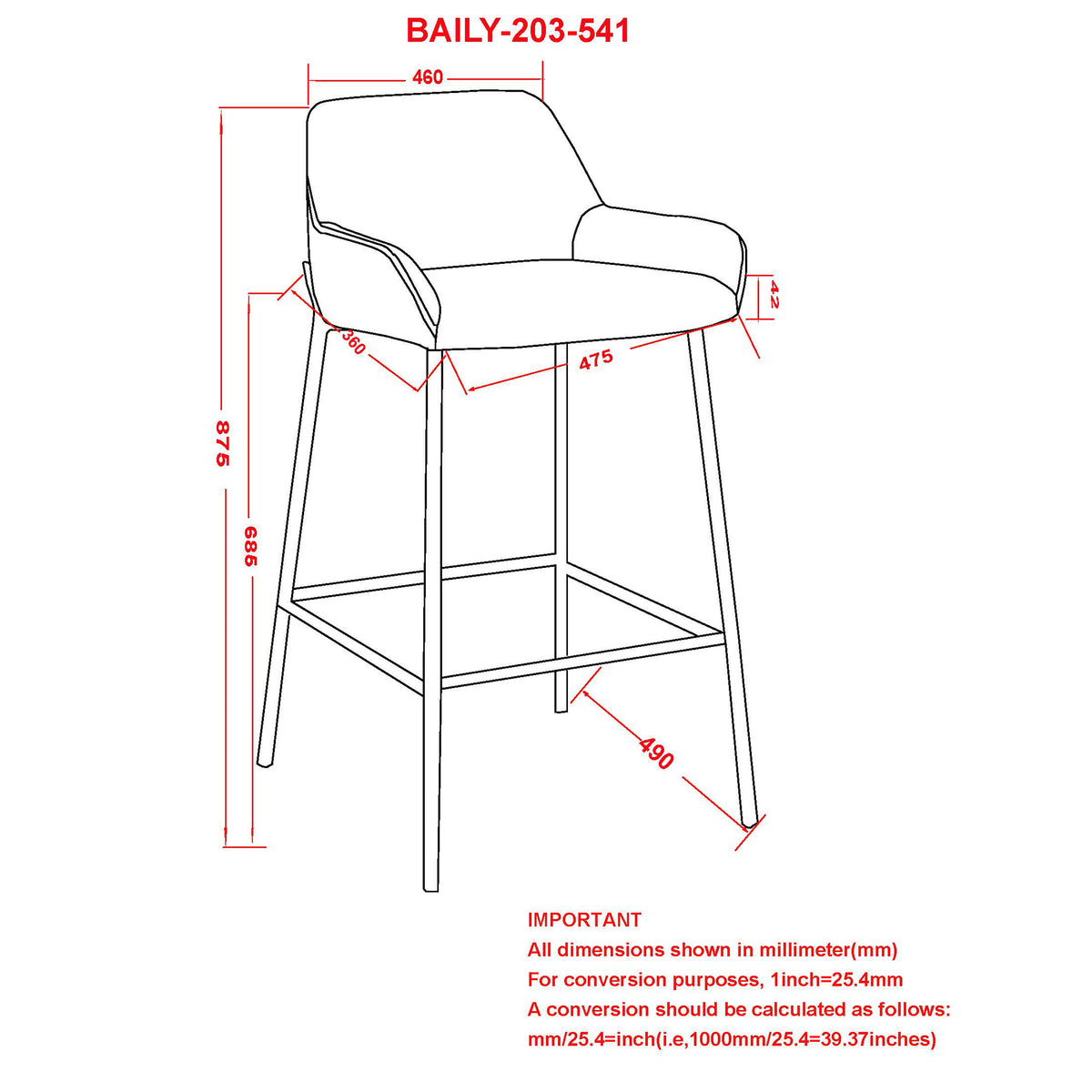 Baily 26″ Counter Stool (Beige Fabric and Black) (Set of 2)