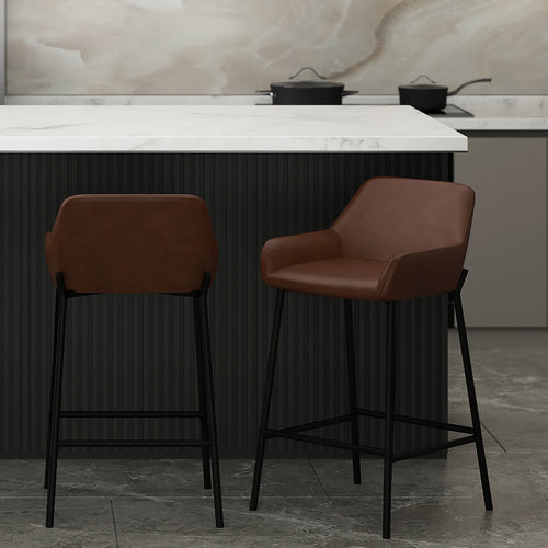 Baily 26″ Counter Stool (Brown PU and Black) (Set of 2)