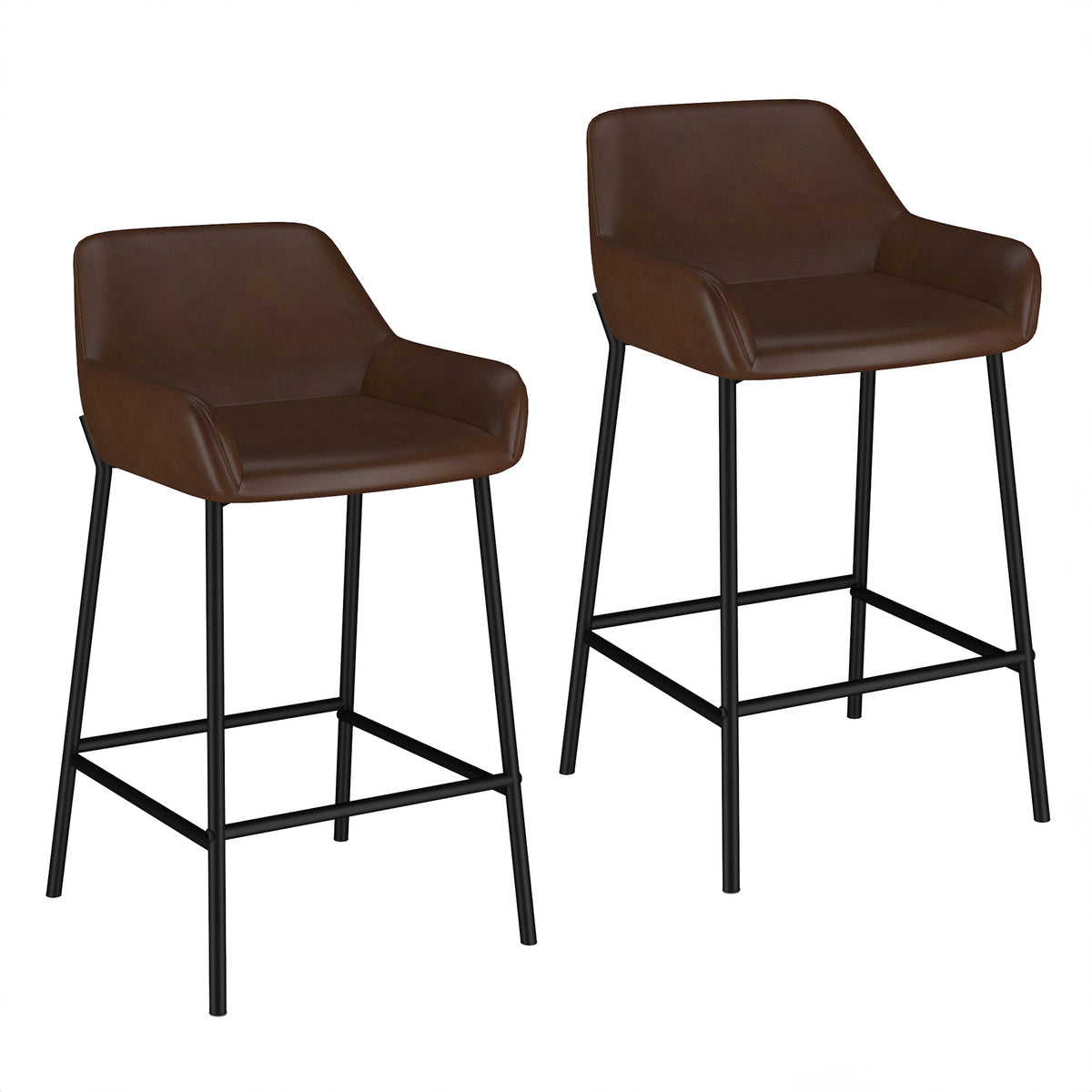 Baily 26″ Counter Stool (Brown PU and Black) (Set of 2)