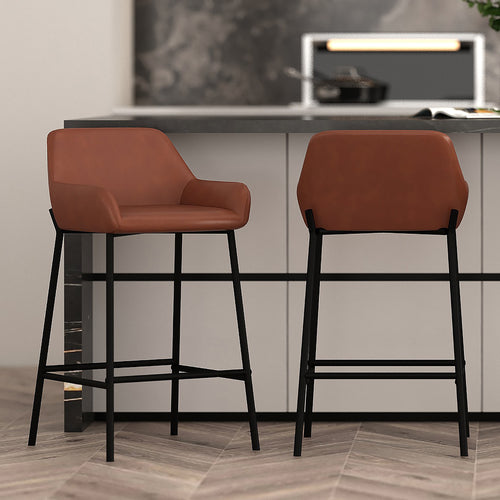 Baily 26″ Counter Stool (Saddle PU and Black) (Set of 2)