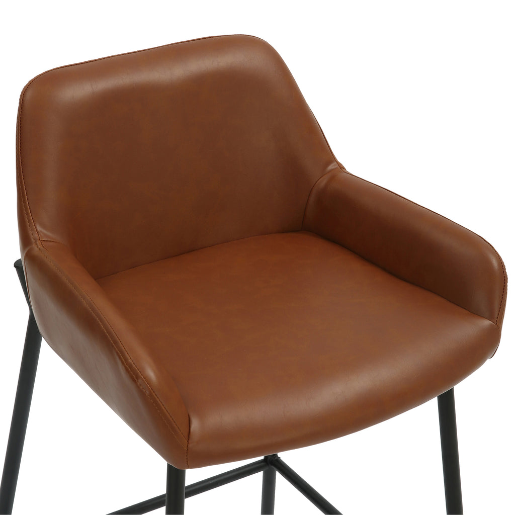 Baily 26″ Counter Stool (Saddle PU and Black) (Set of 2)