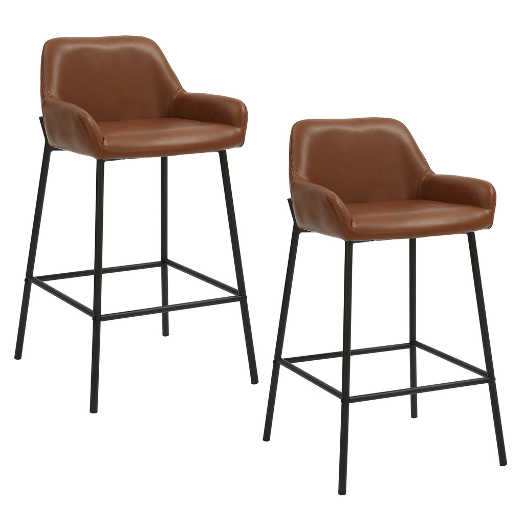Baily 26″ Counter Stool (Saddle PU and Black) (Set of 2)