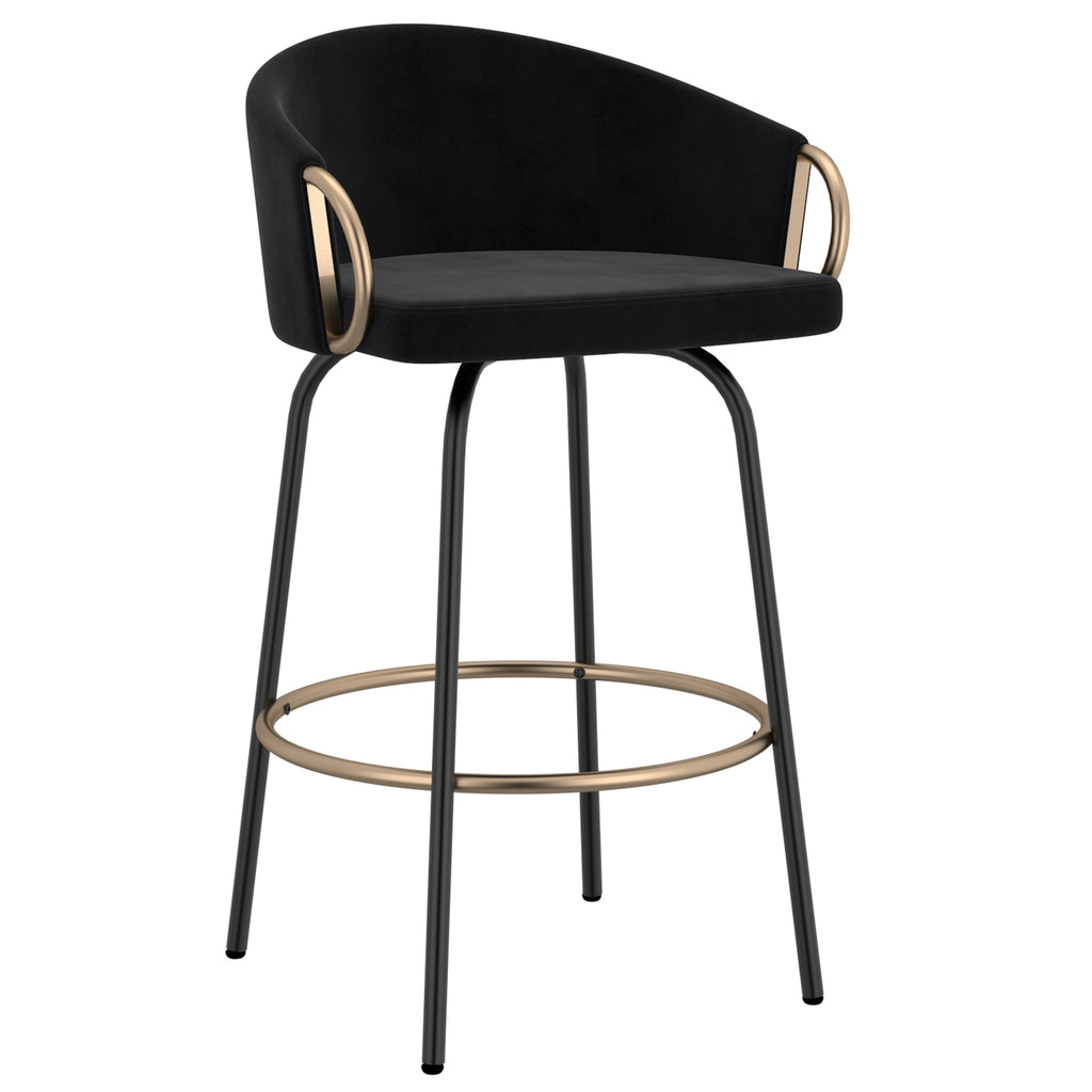 Lavo 26″ Counter Stool with Swivel (Black and Aged Gold) (Set of 2)