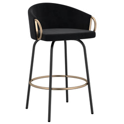 Lavo 26″ Counter Stool with Swivel (Black and Aged Gold) (Set of 2)
