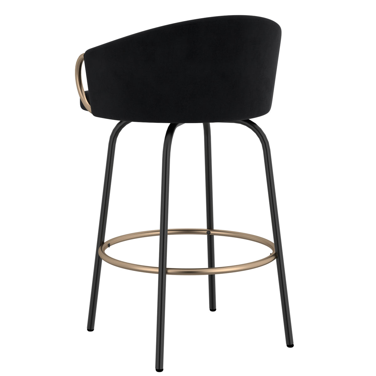 Lavo 26″ Counter Stool with Swivel (Black and Aged Gold) (Set of 2)