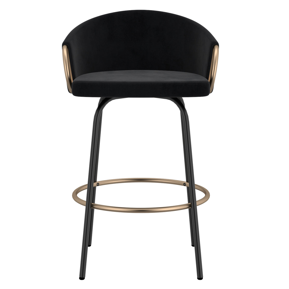 Lavo 26″ Counter Stool with Swivel (Black and Aged Gold) (Set of 2)