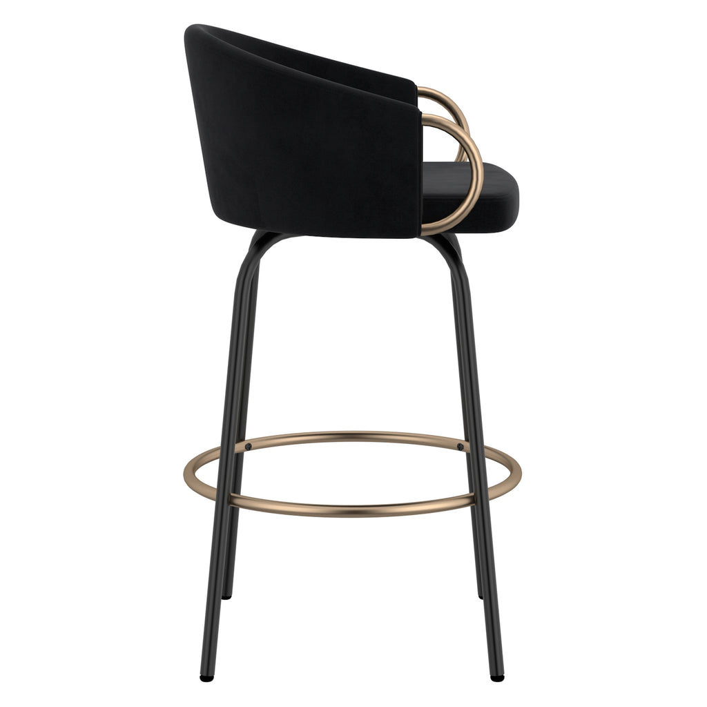 Lavo 26″ Counter Stool with Swivel (Black and Aged Gold) (Set of 2)