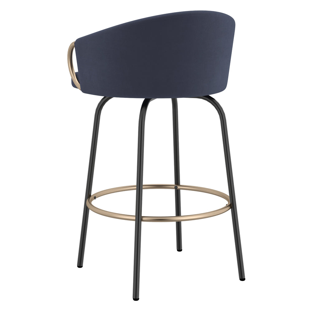Lavo 26″ Counter Stool with Swivel (Blue and Black and Aged Gold) (Set of 2)