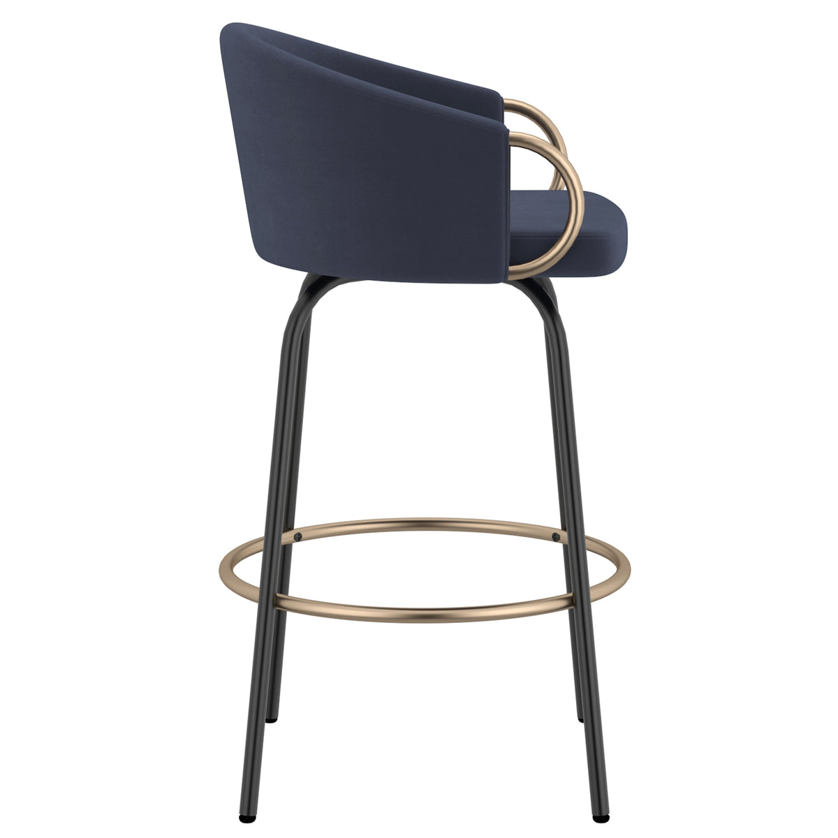Lavo 26″ Counter Stool with Swivel (Blue and Black and Aged Gold) (Set of 2)