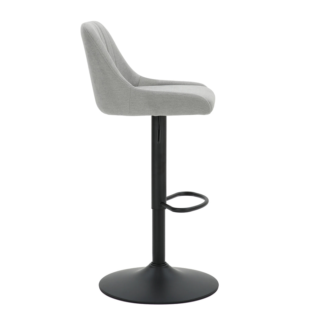Kron Air-Lift Stool (Grey Fabric and Black) (Set of 2)