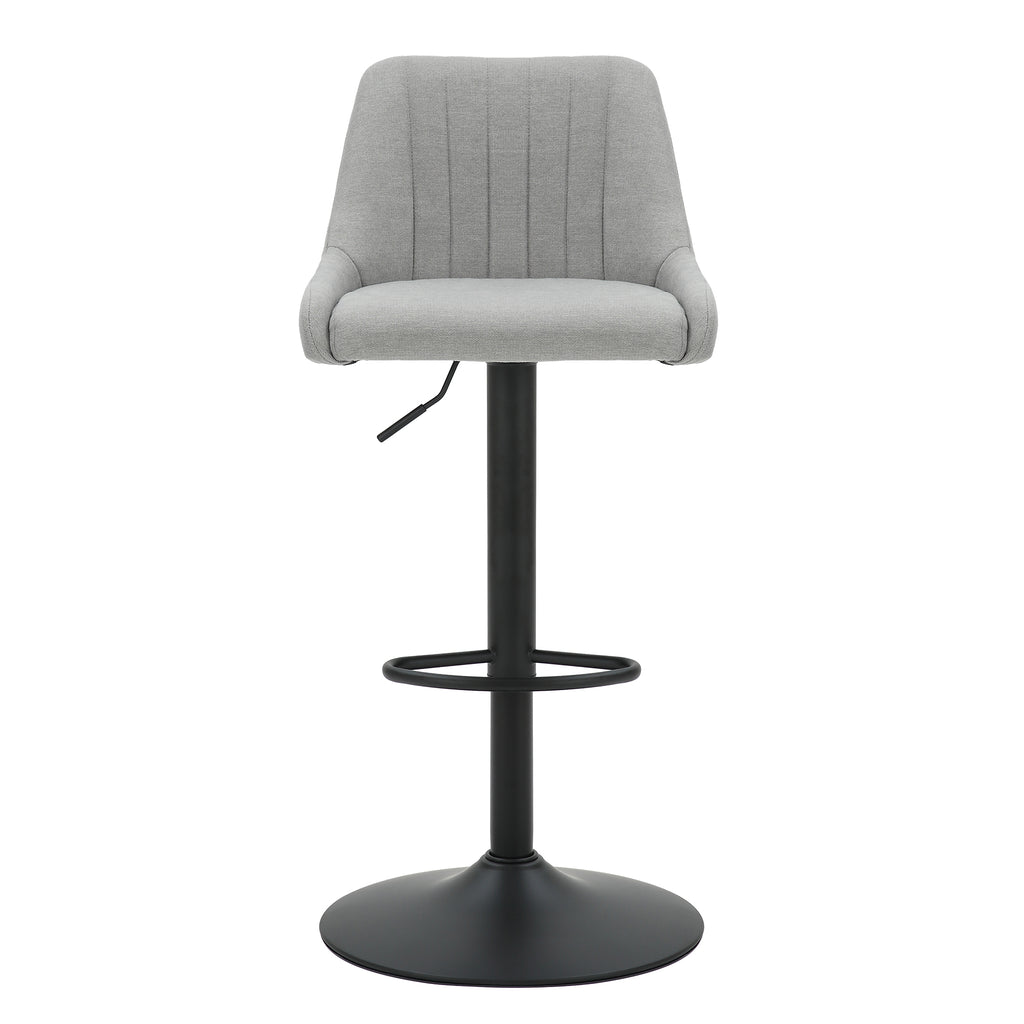 Kron Air-Lift Stool (Grey Fabric and Black) (Set of 2)