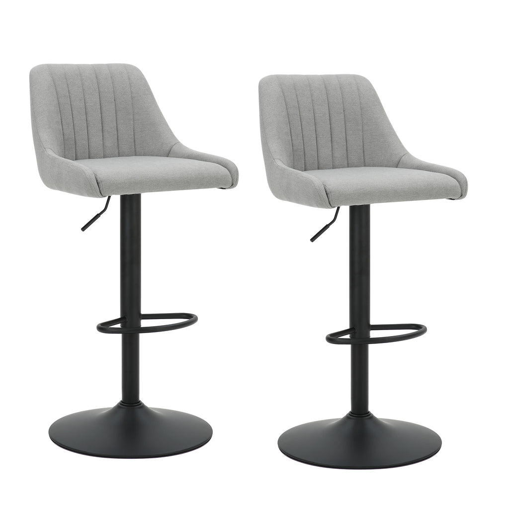 Kron Air-Lift Stool (Grey Fabric and Black) (Set of 2)