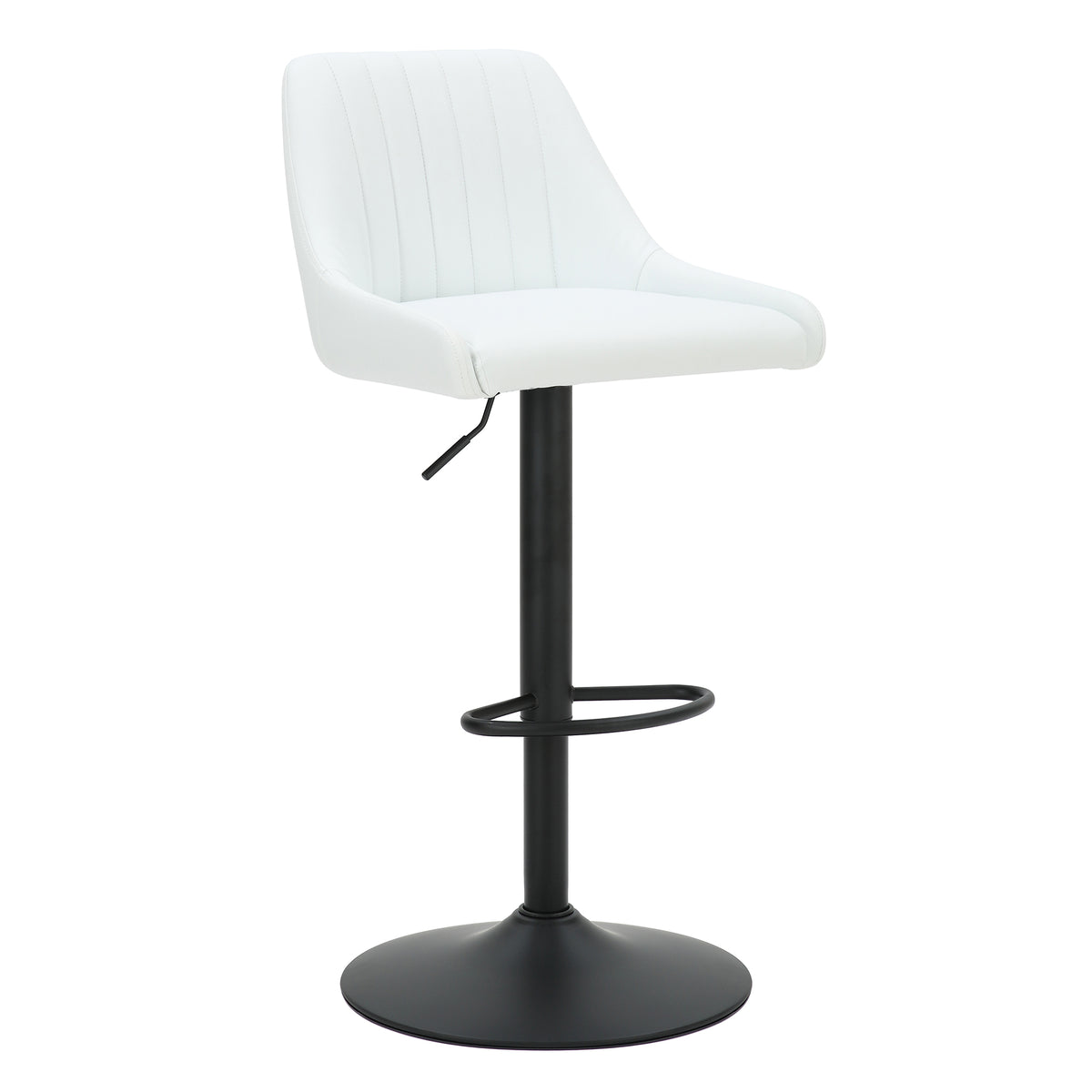 Kron Air-Lift Stool (White PU and Black) (Set of 2)