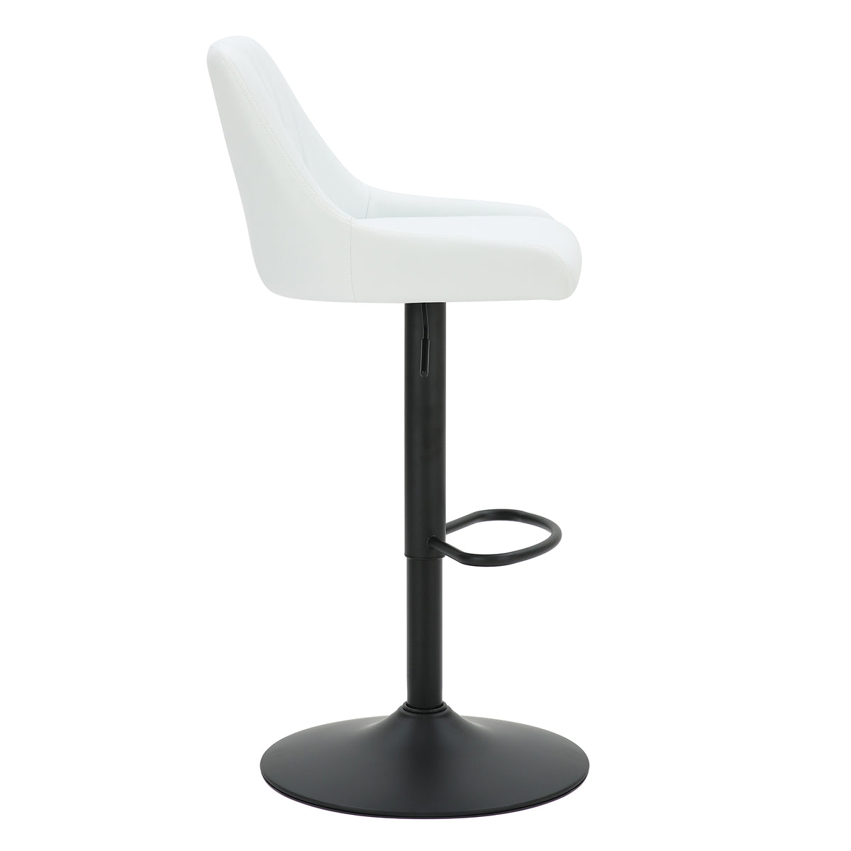 Kron Air-Lift Stool (White PU and Black) (Set of 2)
