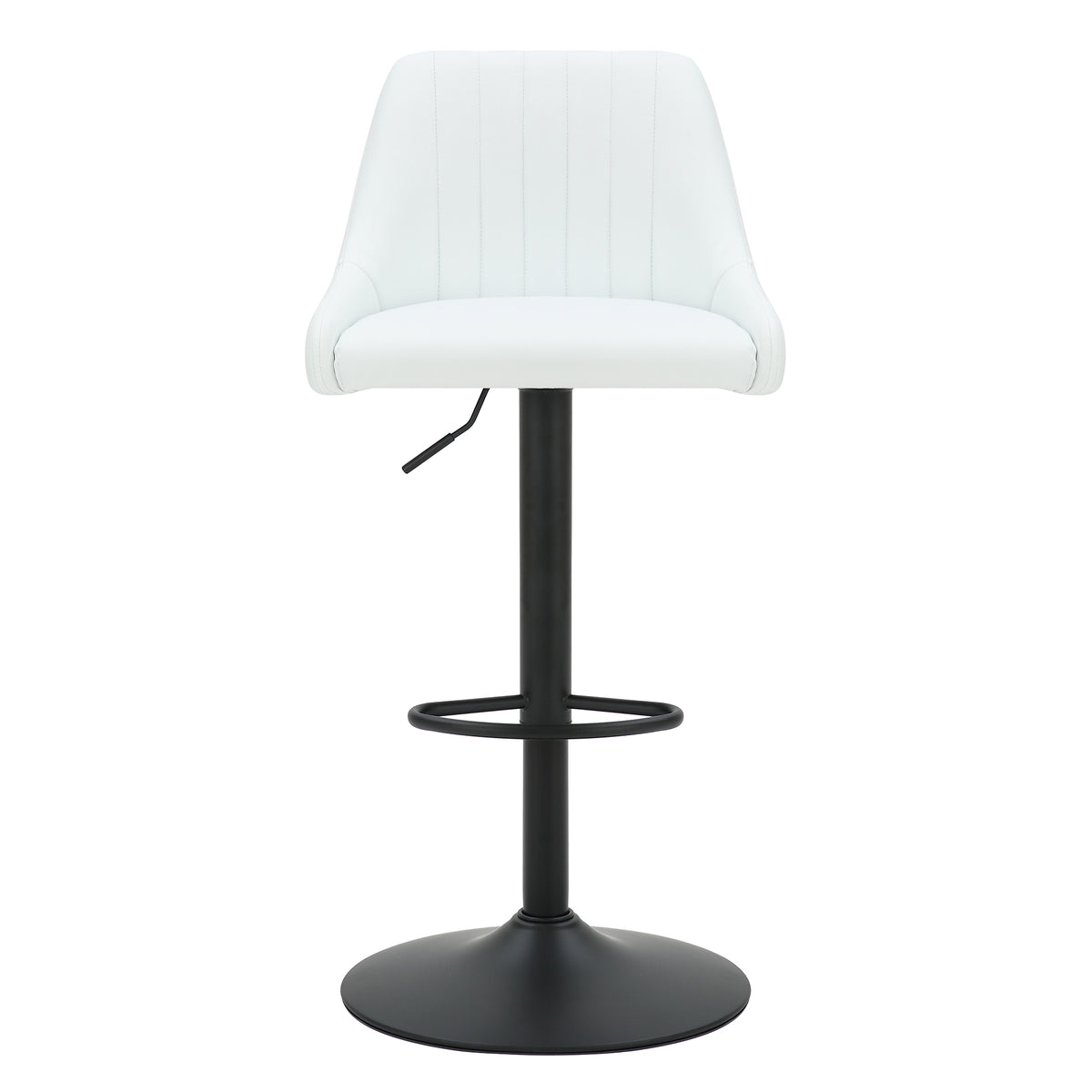 Kron Air-Lift Stool (White PU and Black) (Set of 2)